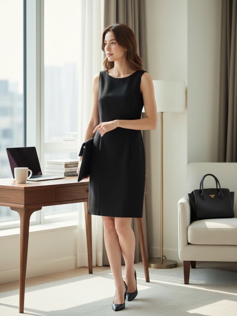 bebe Black Sleeveless Sheath Dress